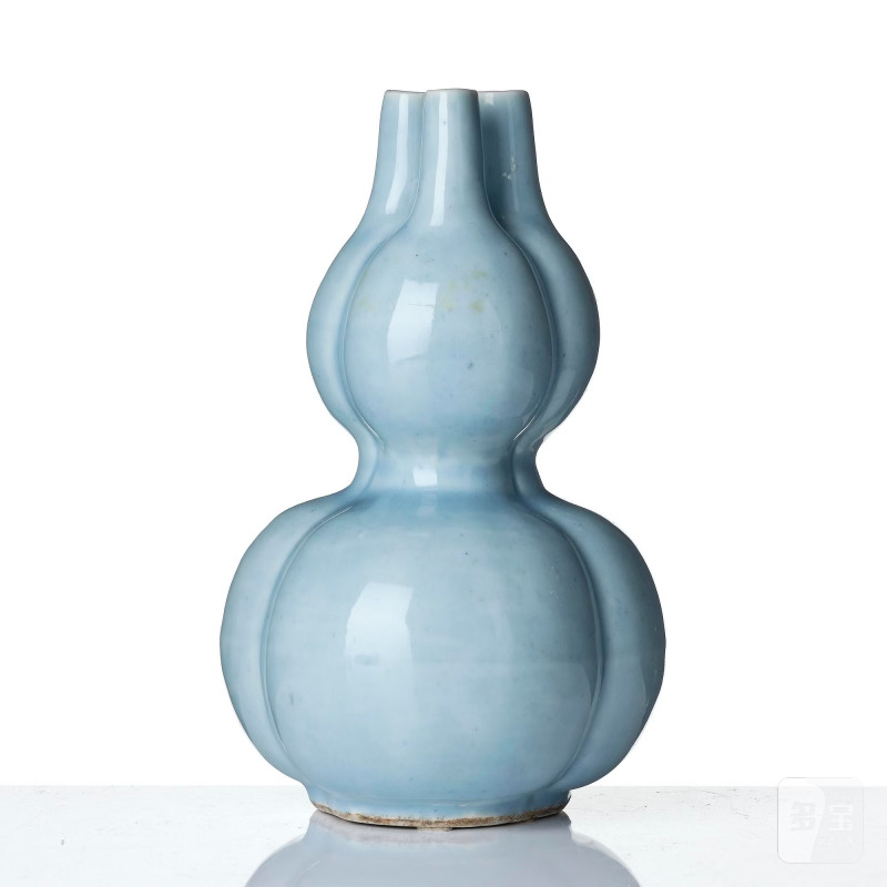 A 'claire de lune' glazed double-gourd vase, - 图5